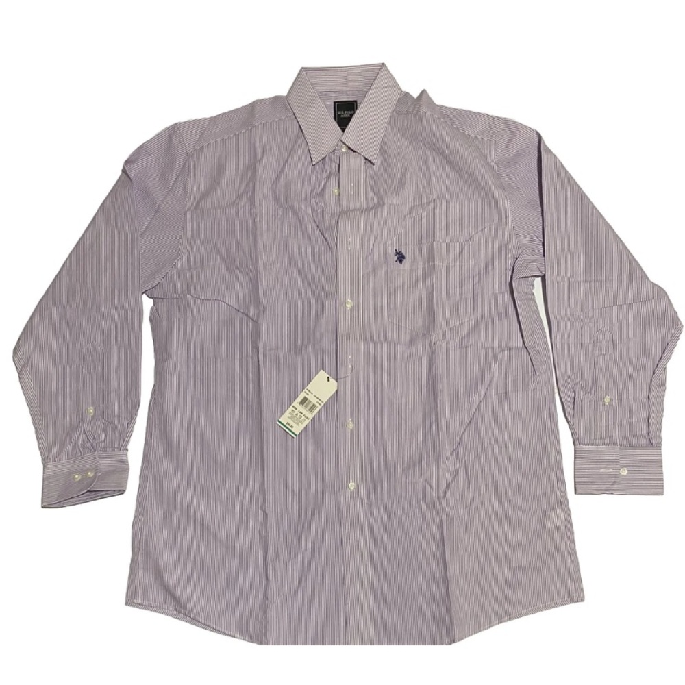 Us polo ass dress shirt men medium 1515-1/2 32/33 new stripped purple wh…